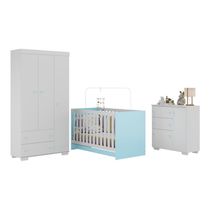 Quarto Infantil Completo Algodão Doce Multimóveis MP4252 Branco/Azul