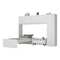 Cama de Solteiro com Colchão/Guarda Roupa/Mesa de Cabeceira Retrô Dublin Multimóveis MP4037 Bca/Pta