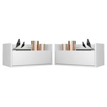 Kit c/ 2 Mesas de Cabeceira 60 cm Suspensa Multimóveis Branca