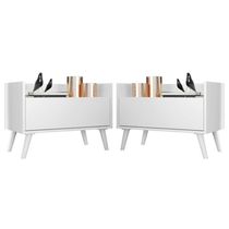 Kit c/ 2 Mesas de Cabeceira 60 cm c/ Pés Retrô Multimóveis Branca