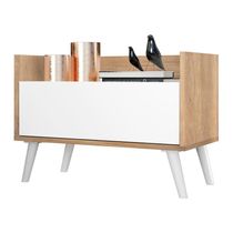 Mesa de Cabeceira 80 cm c/ Pés Retrô Multimóveis Rustic/Branco