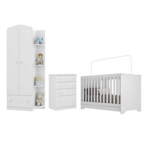 Quarto Infantil Completo João e Maria com Berço 3x1 e Colchão Incluso Multimóveis Branco/Colorido