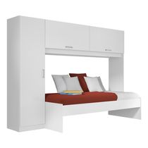 Cama Solteiro com Guarda-Roupas/Roupeiro para Colchão 88 x 188 cm Multimóveis Branco