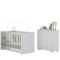 Quarto Infantil com Berço 3 em 1 e Cômoda Algodão Doce Multimóveis MP4249