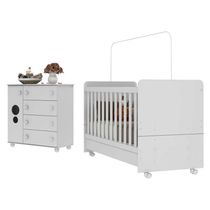 Quarto Infantil com Berço e Cômoda  Multimóveis Pimpolho FG3569 Branco