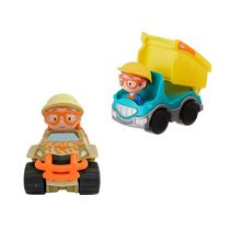 Kit 2 Mini Veículos Blippi - Caminhão de Descarga (4121D) + Safari (4121E)