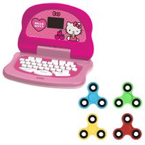 Kit Laptop Infantil Educativo Candide Hello Kitty Tech Bilíngue + 1 Fidget Spinner Sortido