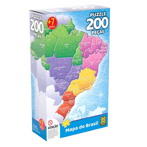 Quebra-Cabeça - 200 Peças - Mapa do Brasil - Grow