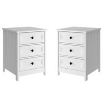 Mesa de Cabeceira Ditália 2 Unidades 3 Gavetas DM-111 Branco