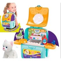 Mochila Pet Shop Care Playset 2-1 Adotados Gato Branco - Fun