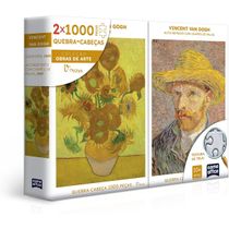 Quebra-Cabeça Vincent Van Gogh - Combo 1000 Peças - Retrato e Girassóis - Toyster