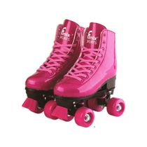 Patins Roller Skate Brilhante 4 Rodas Ajustáveis Rosa Tam 35 a 38 - Fenix