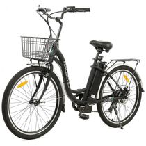 Bicicleta Elétrica para Adultos 7 Velocidades até 64km com Cesta, 36V 350W, ECOTRIC, Preta