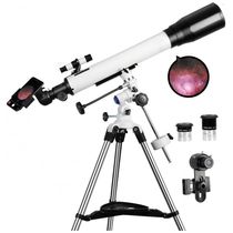 Telescópio Astronômico 70x com Montagem EQ, 2 Oculares e Adaptador para Celular, SOLOMARK, Branco