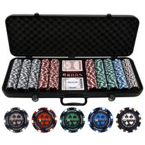 Maleta de Poker com 500 Fichas de Argila Numeradas para Texas Holdem 13g, Versa Games, Preta