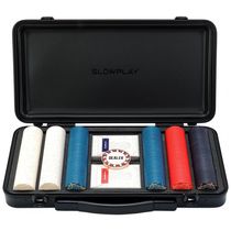 Maleta de Poker 300 Peças com Fichas em Cerâmica sem Numeração, 12g, SLOWPLAY, Preta