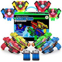 Pistola Infantil com Laser Infravermelho 4pk, Colete e 2 Carregador de Bateria para 4 Jogadores, USA Toyz