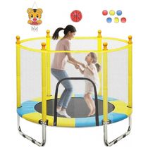 55 Trampolim para crianças com cesta de basquete Trampolins recreativos internos e externos para crianças de 4,6 pés co...