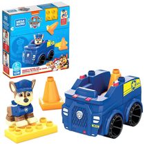 Conjunto de Construção Carro de Patrulha da Patrulha Canina com 1 Figura Chase e 10 Blocos para Crianças Acima de 3 Anos, MEGA Bloks