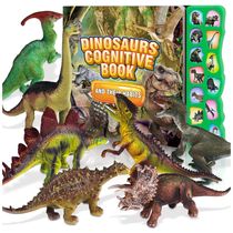 Kit de 12 Dinossauros Realistas com Livro de Sons para Crianças Acima de 3 Anos, IVOXEX