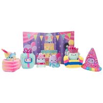 Kit 6 Pelúcias Squishmallows de 5 cm, 4 Fantasias e Display Pop-Up para Crianças, Squishville SQM0553, Colorido