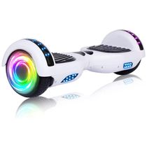 Hoverboard com Luz LED nas Rodas, Alto Falante e Velocidade até 9km/h, para Crianças de 6 a 12 Anos, 110V, SISIGAD, Branco