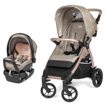 Carrinho de Bebê Travel System com Encosto que Pode Ser Ajustado em Várias Posições e Rodas com Agilidade de 360 ?º, Peg Perego Booklet 50, Bege e