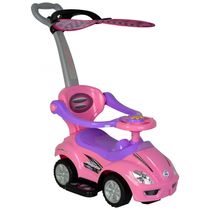 Carrinho de Passeio Infantil 3 em 1 com Alça Removível e Música de Buzina para Crianças de 1 a 3 Anos, ChromeWheels, Rosa