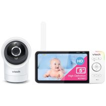 Babá Eletrônica com Acesso Remoto WiFi, Tela HD 720P, Visão Noturna, Sons Suaves, Sensor de Temperatura e Mais, VTech RM5764HD