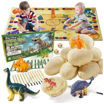 Kit de Escavação de Ovos Fósseis de Dinossauro com 12 Un e Tapete de Jogo para Crianças Acima de 3 Anos, Joyvalley