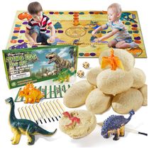 Kit de Escavação de Ovos Fósseis de Dinossauro com 12 Un e Tapete de Jogo para Crianças Acima de 3 Anos, Joyvalley