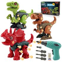 Kit 3 Dinossauros de Construção que Estimula a Imaginação e Criatividade com 6 Acessórios para Crianças Acima de 3 Anos, FREE TO FLY