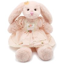 Coelho de Pelúcia de 38 cm com Vestido Vintage, Coleção Páscoa, Oits Cute, Rosa