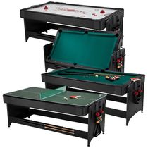 Mesa de Jogos 3 em 1, Hockey, Bilhas e Ping e Pong, Para você se Divertir Muito em Casa com Bilhar, Air Hockey e Tênis de Mesa, Fat Cat, Preta