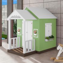 Casinha de Brinquedo Artesanal com Varanda MDF Branco/Verde L12 - Criança Feliz