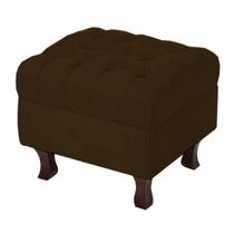 Puff Banqueta Retrô Luis XV Capitonê Marrom L20
