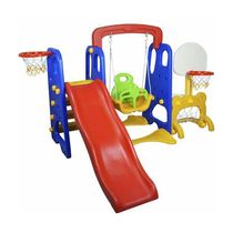 Playground Infantil 5x1 Crianças com 2 Cesta de Basquete Balanço Azul/Vermelho/Amarelo G31 - Encantum