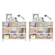 Kit 2 Nichos Organizadores Multifuncionais com Rodízios Toys Q01 Branco - Mpozenato