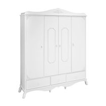 Roupeiro 4 Portas Provençal Realeza Branco Acetinado Canaã