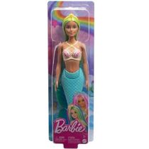 Barbie Fantasy Sereias com Cabelo Colorido Azul e Amarelo Mattel HRR02