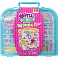 Conjunto Miçangas Biju Collection KIT Maleta PLUS Azul DM TOYS DMT6315