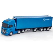 Caminhão Miniatura Iveco Carreta Bau Refrigerado S-WAY Azul Usual 620