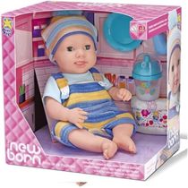 Boneca NEW BORN Brincar de Papinha Menino Divertoys