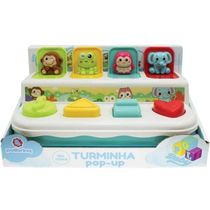 Brinquedo Infantil Turminha POP-UP 4 Botoes Interativos Polibrinq