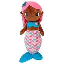 Pelucia Amigos do Coraçao Sereia 35CM Cabelo Rosa Negra DM TOYS DMT6532