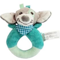 Pelucia OVAL para Bebe com Chocalho Clingo Cachorrinho Azul