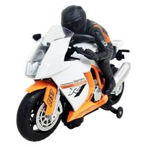 Moto Bate e Volta SPORT Branco com Boneco DM TOYS DMT6488