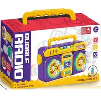 Radio Eletrico Infantil Solta Bolhas Sabao Bubble Radio Roxo