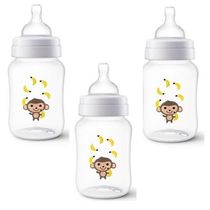 Kit com 3 Mamadeiras Classica Macaco 260ML Philips AVENT