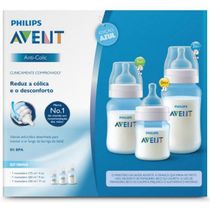 Kit 3 Mamadeira Classic AZUL 125, 260, 330ML Philips AVENT SCD809/43